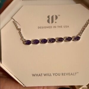 Elegant BP Silver Necklace with Purple Accents